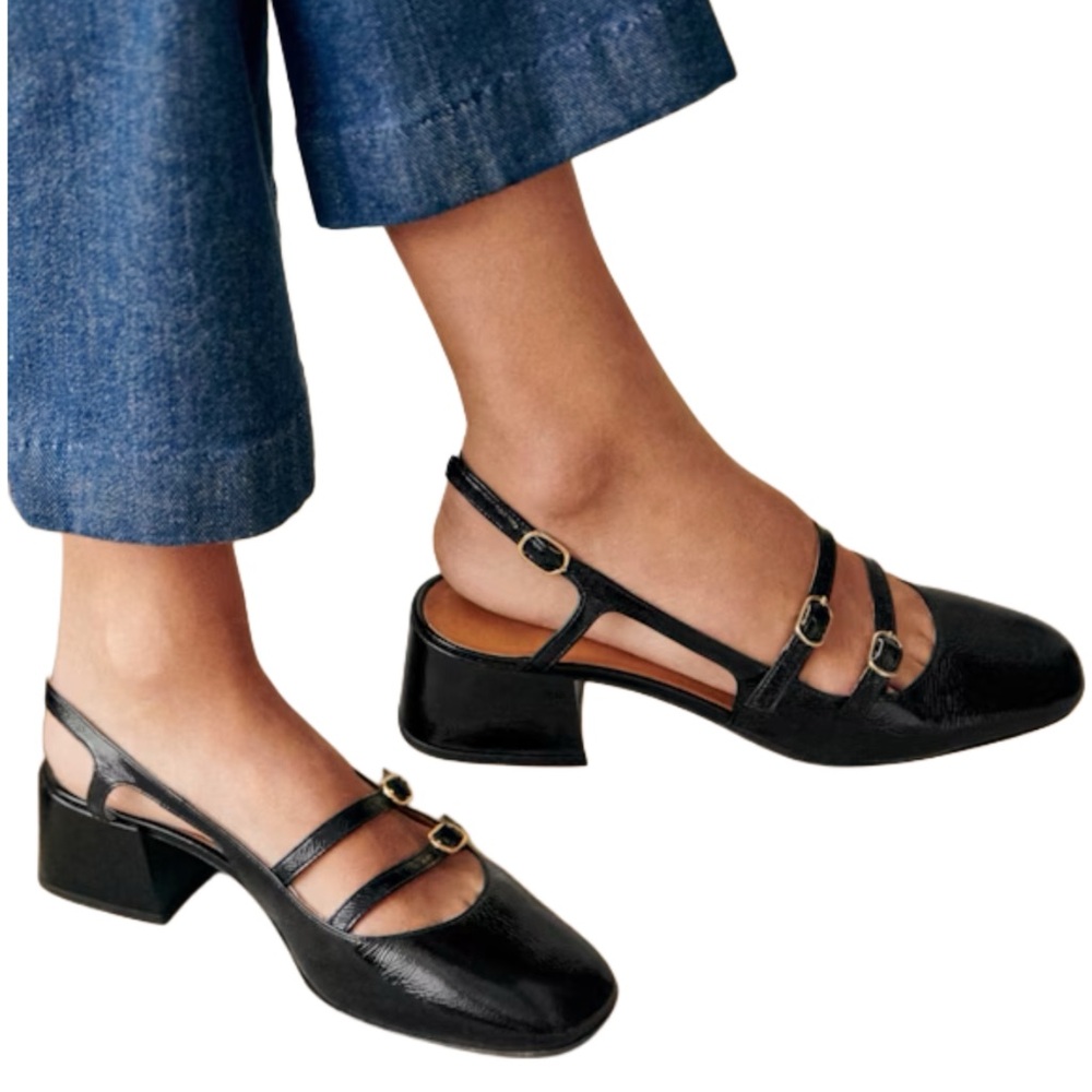 Sezane Black Strappy Heels